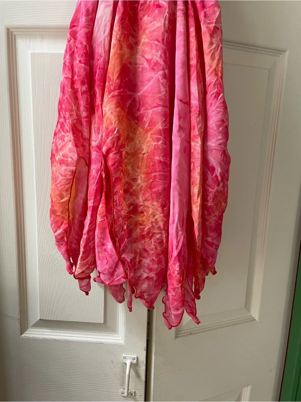 Girls Pink & Orange Tie-Dye Handkerchief Hem Dance Dress